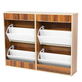 NNEDSZ Sarantino 24 Pairs Shoe Cabinet Rack Storage Cupboard Organiser Shelf Walnut Drawers Chest