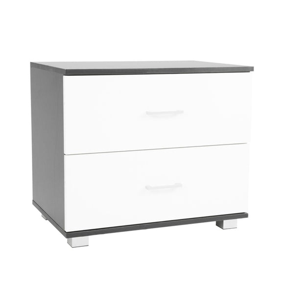 NNEDSZ Sarantino Bedside Table Cabinet Storage Chest 2 Drawers Lamp Side Nightstand White Black