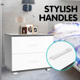 NNEDSZ Sarantino Bedside Table Cabinet Storage Chest 2 Drawers Lamp Side Nightstand White Black