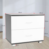 NNEDSZ Sarantino Bedside Table Cabinet Storage Chest 2 Drawers Lamp Side Nightstand White Black