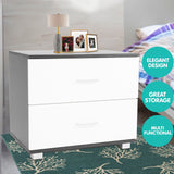 NNEDSZ Sarantino Bedside Table Cabinet Storage Chest 2 Drawers Lamp Side Nightstand White Black