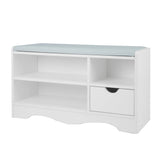 NNEDSZ Sarantino Shoe Rack Cabinet Organiser Grey Cushion Stool Bench - 80 X 30 X 45 - White