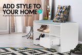 NNEDSZ Sarantino Shoe Rack Cabinet Organiser Grey Cushion Stool Bench - 80 X 30 X 45 - White