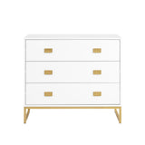 NNEDSZ Sarantino Amara Chest Of Drawers Tallboy Dresser - White/gold