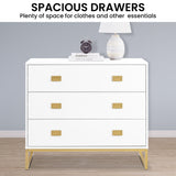 NNEDSZ Sarantino Amara Chest Of Drawers Tallboy Dresser - White/gold