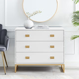 NNEDSZ Sarantino Amara Chest Of Drawers Tallboy Dresser - White/gold