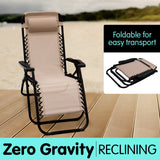 NNEDSZ Zero Gravity Reclining Deck Lounge Sun Beach Chair Outdoor Folding Camping - Beige