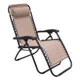 NNEDSZ Zero Gravity Reclining Deck Lounge Sun Beach Chair Outdoor Folding Camping - Beige