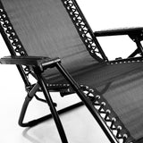NNEDSZ Zero Gravity Reclining Deck Lounge Sun Beach Chair Outdoor Folding Camping - Black