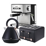 NNEDSZ Pronti Toaster, Kettle & Coffee Machine Breakfast Set - Black