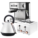NNEDSZ Pronti Toaster, Kettle & Coffee Machine Breakfast Set - White