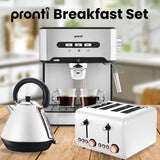 NNEDSZ Pronti Toaster, Kettle & Coffee Machine Breakfast Set - White