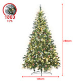 NNEDSZ Christabelle 2.4m Pre Lit LED Christmas Tree Decor with Pine Cones Xmas Decorations