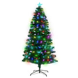 NNEDSZ Christabelle 2.4m Enchanted Pre Lit Fibre Optic Christmas Tree Stars Xmas Decor