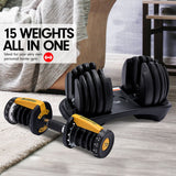 NNEDSZ 48kg  Adjustable Dumbbell Home Gym Set Gold