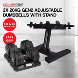 NNEDSZ Gen2 Adjustable Dumbbell Set With Pro Stand- 2 X 20kg (40kg)