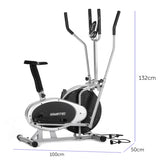 NNEDSZ 3-in-1 Elliptical Cross Trainer Exercise Bike with Resistance Bands