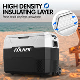 NNEDSZ Kolner 40l Fridge Freezer Cooler 12/24/240v Camping Portable Esky Refrigerator With Trolley - Black
