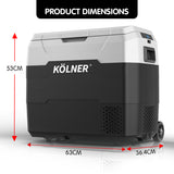 NNEDSZ Kolner 50l Fridge Freezer Cooler 12/24/240v Camping Portable Refrigerator With Trolley - Black