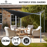 NNEDSZ 3x3m Butterfly Steel Gazebo - Charcoal