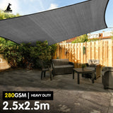 NNEDSZ 280gsm Outdoor Sun Shade Sail Canopy Grey Square 2.5m X 2.5m