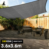 NNEDSZ 280gsm Outdoor Sun Shade Sail Canopy Grey Square 3.6m X 3.6m