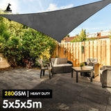 NNEDSZ 280gsm Outdoor Sun Shade Sail Canopy Grey - 5m X 5m X 5m