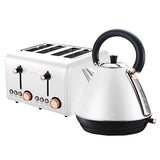 NNEDSZ Pronti Rose Trim Collection Toaster & Kettle Bundle - White