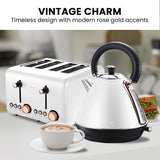 NNEDSZ Pronti Rose Trim Collection Toaster & Kettle Bundle - White