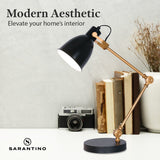NNEDSZ Sarantino Adjustable Metal Table Lamp In Black And Gold