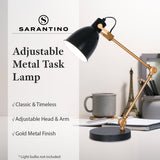 NNEDSZ Sarantino Adjustable Metal Table Lamp In Black And Gold