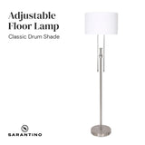 NNEDSZ Sarantino Brushed Nickel Height-Adjustable Metal Floor Lamp