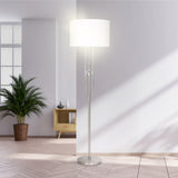 NNEDSZ Sarantino Brushed Nickel Height-Adjustable Metal Floor Lamp