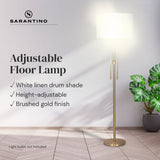 NNEDSZ Sarantino Brushed Gold Height-Adjustable Metal Floor Lamp