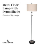 NNEDSZ Sarantino Metal Floor Lamp with Cream Drum Shade