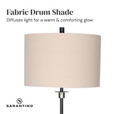 NNEDSZ Sarantino Metal Floor Lamp with Cream Drum Shade