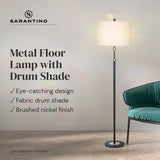 NNEDSZ Sarantino Metal Floor Lamp with Cream Drum Shade