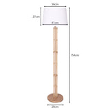 NNEDSZ Sarantino Rattan Floor Lamp With Ghost-White Linen Shade