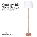 NNEDSZ Sarantino Rattan Floor Lamp With Ghost-White Linen Shade
