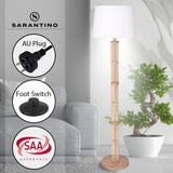NNEDSZ Sarantino Rattan Floor Lamp With Ghost-White Linen Shade