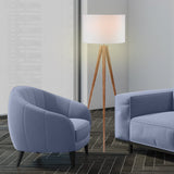 NNEDSZ Sarantino Metal Tripod Floor Spot Lamp Shade Drum in Wooden Finish