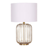 NNEDSZ Sarantino Rose Gold Table Lamp with Linen Drum Shade