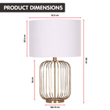 NNEDSZ Sarantino Rose Gold Table Lamp with Linen Drum Shade