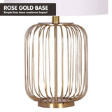 NNEDSZ Sarantino Rose Gold Table Lamp with Linen Drum Shade
