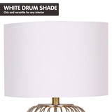 NNEDSZ Sarantino Rose Gold Table Lamp with Linen Drum Shade