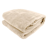NNEDSZ Laura Hill 800-gsm Faux Mink Throw Rug Blanket Queen Size Double-sided Large 220 X 240cm Heavy - Cream