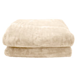 NNEDSZ Laura Hill 800-gsm Faux Mink Throw Rug Blanket Queen Size Double-sided Large 220 X 240cm Heavy - Cream