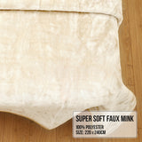 NNEDSZ Laura Hill 800-gsm Faux Mink Throw Rug Blanket Queen Size Double-sided Large 220 X 240cm Heavy - Cream