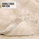 NNEDSZ Laura Hill 800-gsm Faux Mink Throw Rug Blanket Queen Size Double-sided Large 220 X 240cm Heavy - Cream