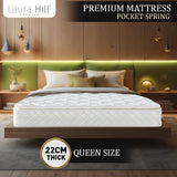 NNEDSZ Laura Hill Mattress Queen Size Pillow Top Pocket Spring High Density Foam 22cm